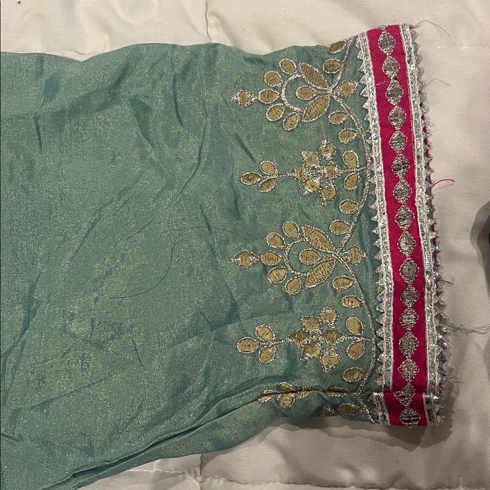 House of Indya Pista green Elegant Pink Embroidered Suit salwar kameez XL 44 - Picture 7 of 7